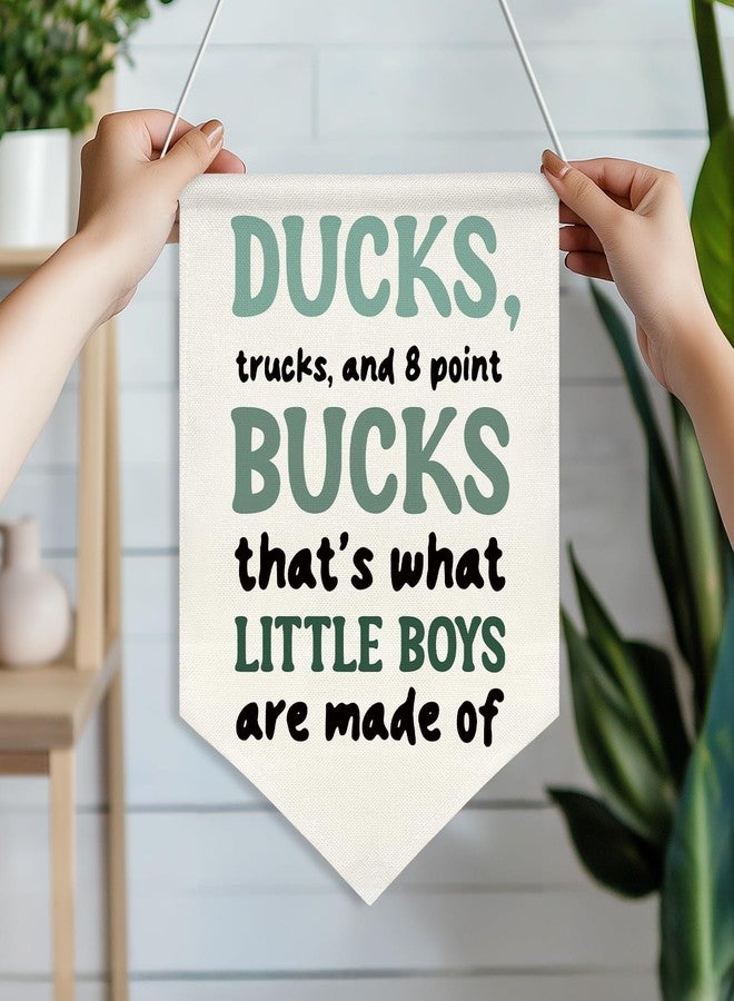ZTGDA Boys Room Wall Banner-Ducks, Trucks, and Bucks-Canvas Hanging Poster, Western Country Woodland Baby Nursery Wall Art for Boys Room, Toddler Playroom Decor, Gift for New Parents or Baby Shower 16x11inch (KD20) - Image 5